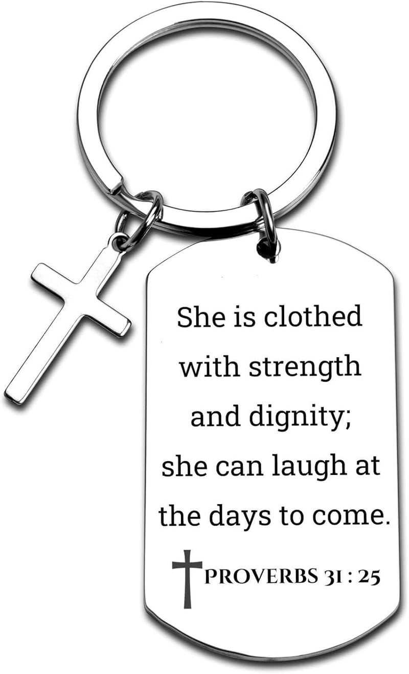 GiftYou Inspirational Scripture Metal Key Chains with Cross Pendant - Bible Verse Keychain Religious Gift for Christian - Image 1